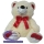 Urso creme com laço vermelho